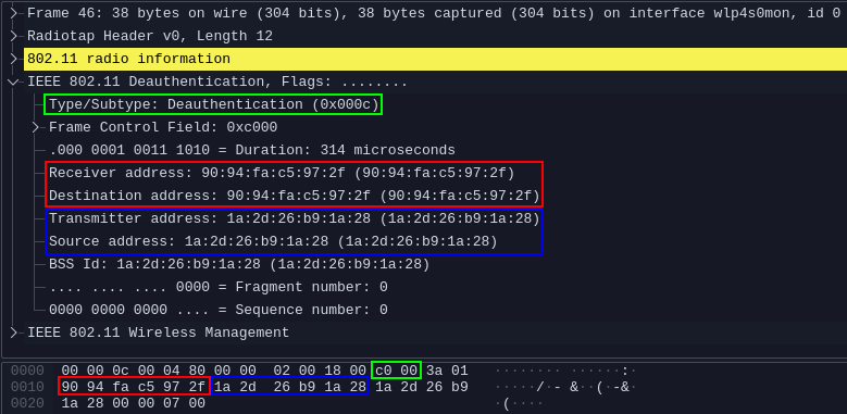 deauth frame from wireshark